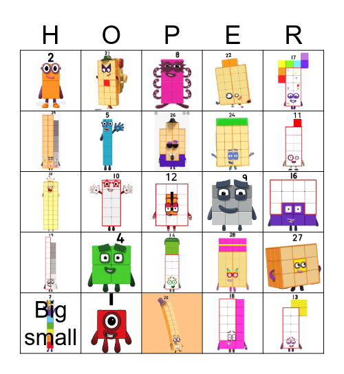 Number blocks Bingo Card