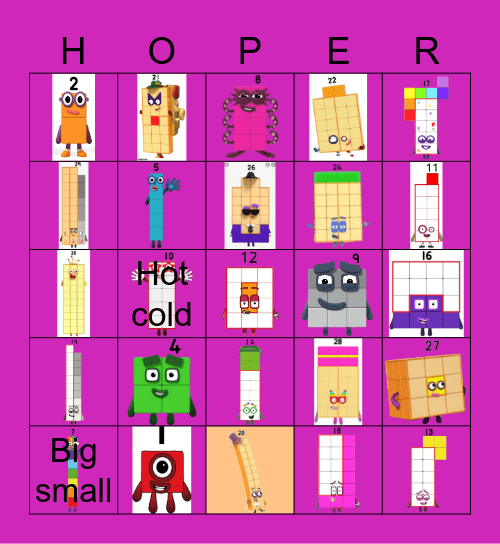 Number blocks Bingo Card