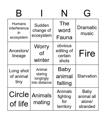 Animal Planet Bingo Card