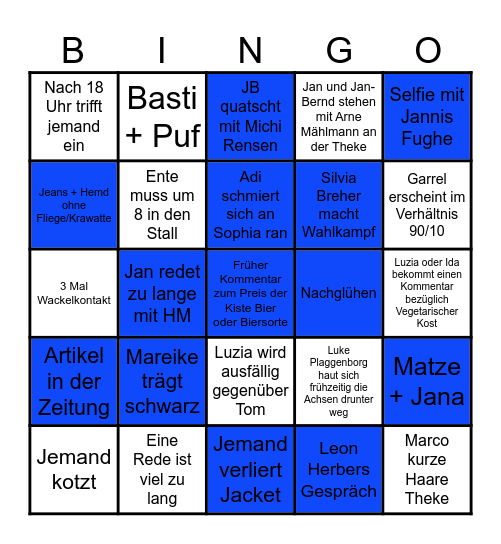 KLJB Ball 2025 Bingo Card