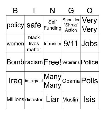 Debate Bingo Card