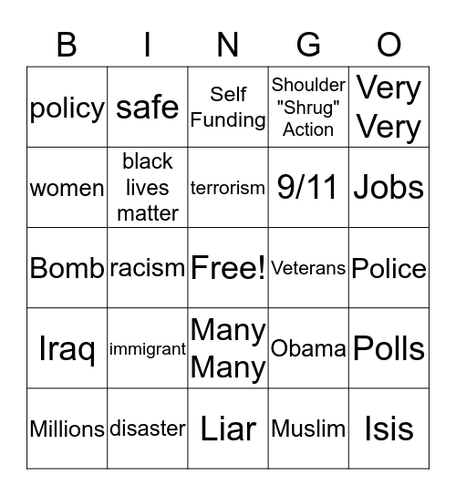 Debate Bingo Card