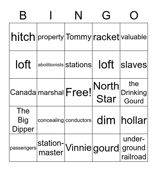 The Drinking Gourd Bingo Card