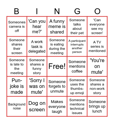 All Hands Meeting Bingo Card
