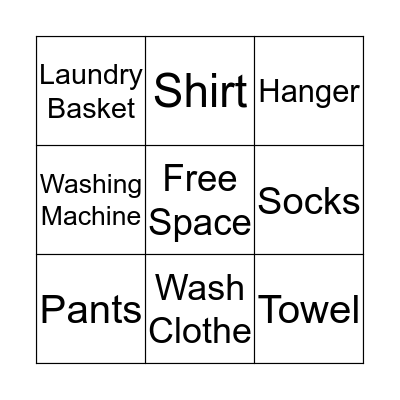 Laundry Bingo Card