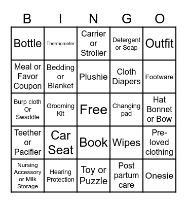 BABY SHOWER Bingo Card