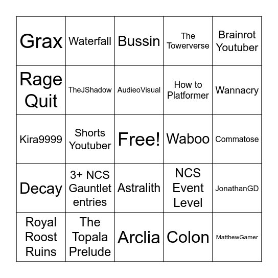 GD Awards Nominees Bingo (ML5 Edition) Bingo Card