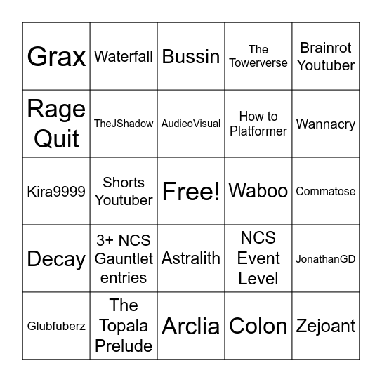 GD Awards Nominees Bingo (ML5 Edition) Bingo Card