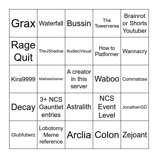 GD Awards Nominees Bingo (ML5 Edition) Bingo Card