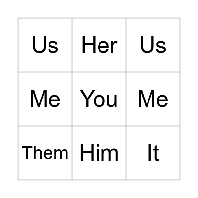 Object Pronouns Bingo Card