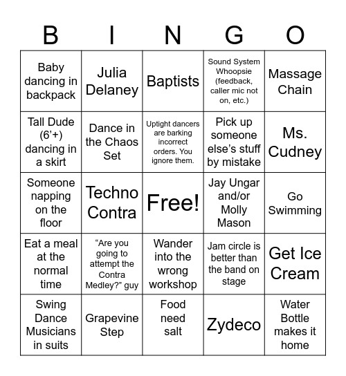 Flurry Bingo Card