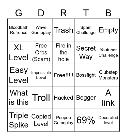 GDRTB Bingo Card