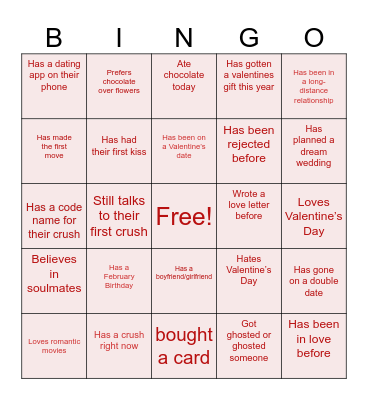 Youth-entines Bingo Card