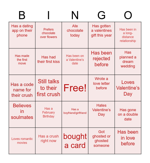 Youth-entines Bingo Card