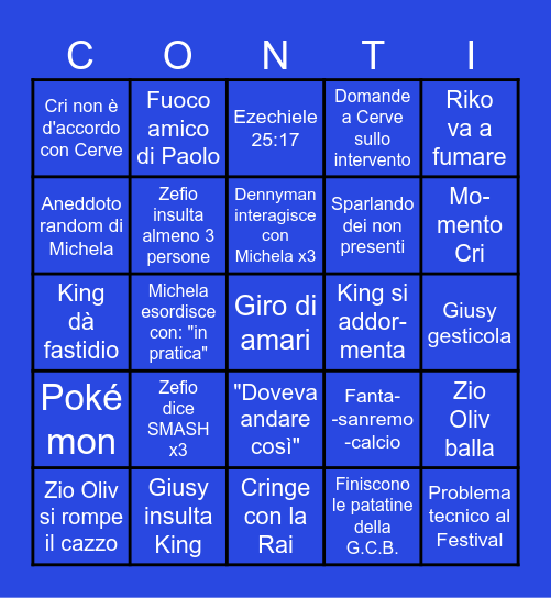 Sanremo 2K25 Bingo Card