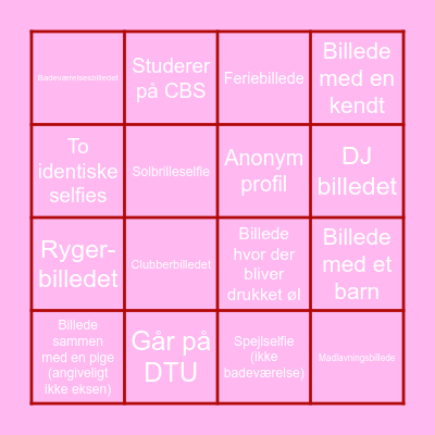 Tinder banko Bingo Card