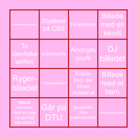 Tinder banko Bingo Card