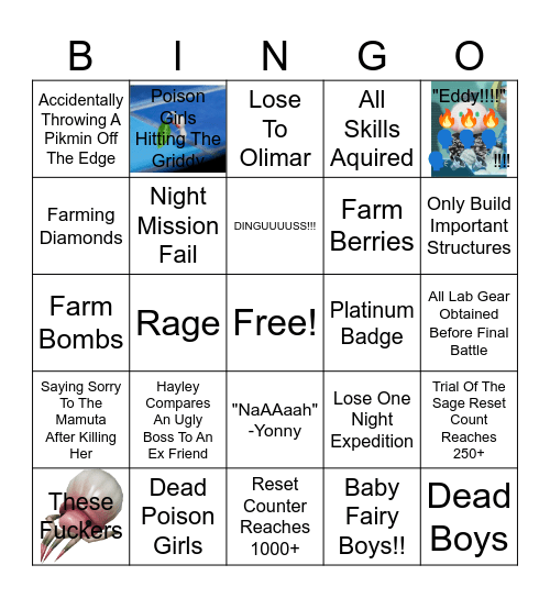Pikmin 4 Bingo Card