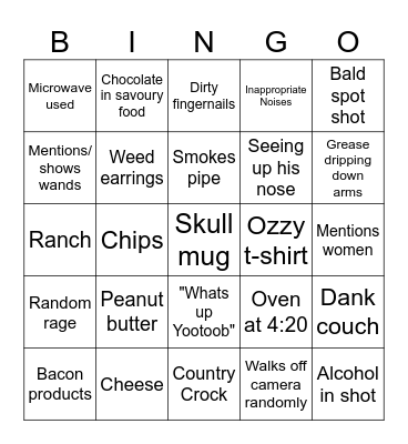 King Cobra JFS Cooking Bingo Card