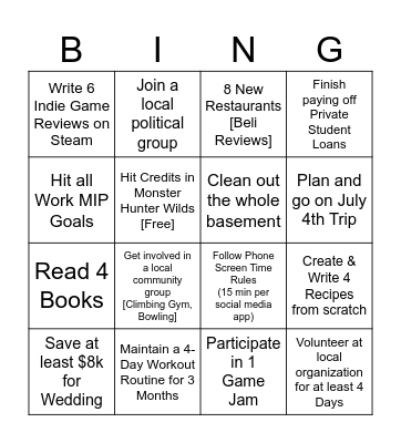 2025 Bingo Card