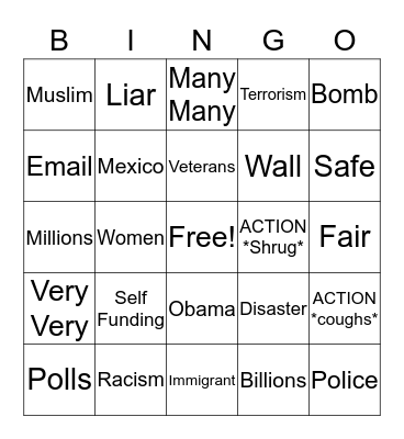 Debate Bingo Card