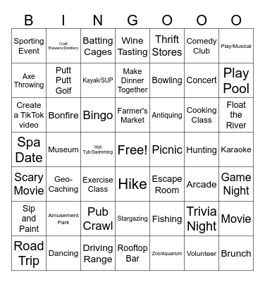 Date Night Bingo Card