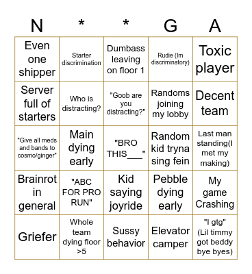 Dandy's world Bingo Card