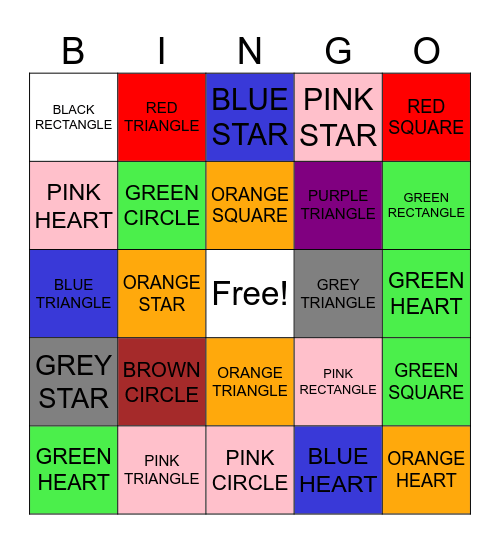 SHAPES Bingo Card