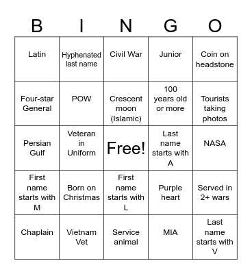 Carolyn & Jaime's Cemetery Bingo II Bingo Card