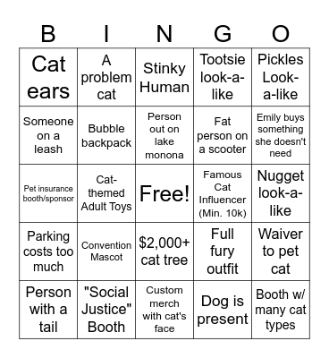 PopCat Convention Bingo Card