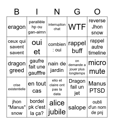 en vrac s6 Bingo Card