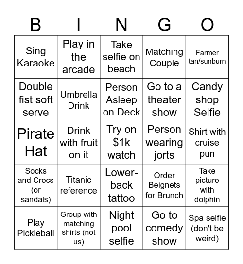 2025 Liberty Square Cruise Bingo Card