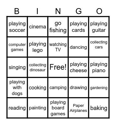 HOBBIES Bingo Card