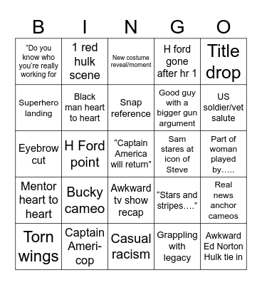 Capn America Bingo Card