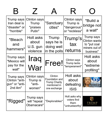 B  I  Z  A  R  R  O Bingo Card