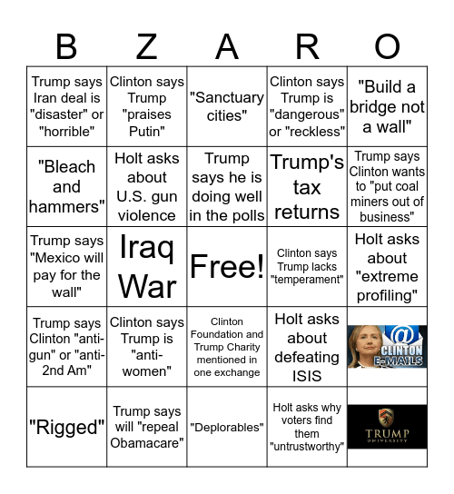 B  I  Z  A  R  R  O Bingo Card