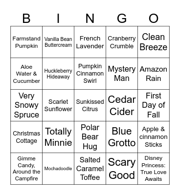 FB: Kimber Scentsy Station Bingo Card