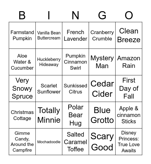 FB: Kimber Scentsy Station Bingo Card