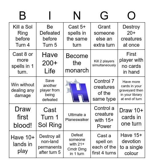 MTG Commander Bingo! Bingo Card