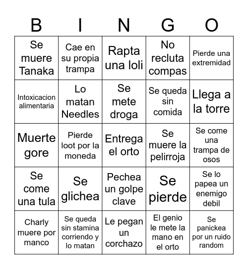 Fierro y Jungla Charles Bingo Card