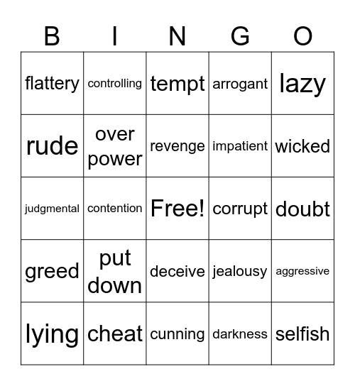Evil Bingo Card