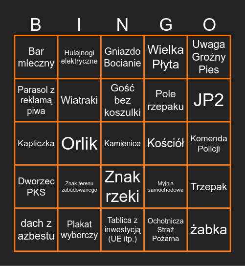 Geoguessr Polskie Bingo Card