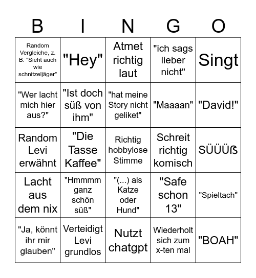 Das Lara Bingo Card