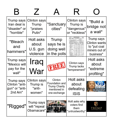 B  I  Z  A  R  R  O Bingo Card