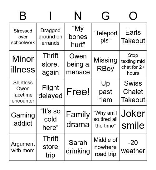 Ejamz Berta Bungo Bingo Card