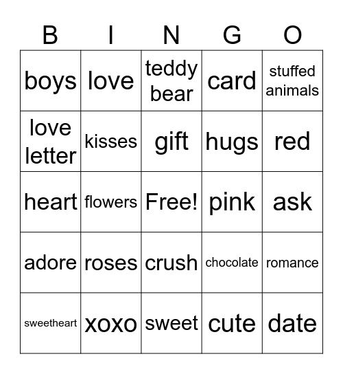 Galentines Bingo Card