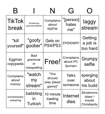Ice Bingo Card