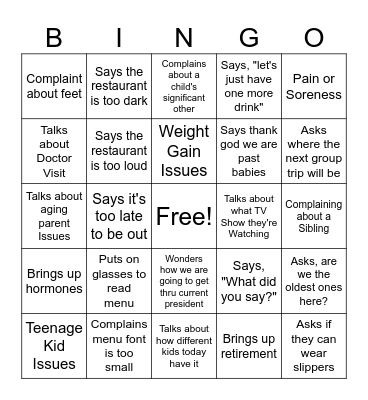 50 Year Old BINGO Card