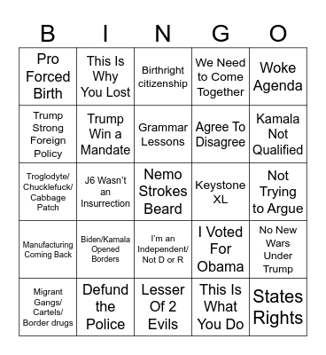 maga not like us Bingo Card