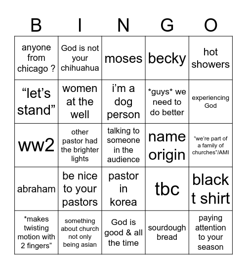p yoon bingo card Bingo Card